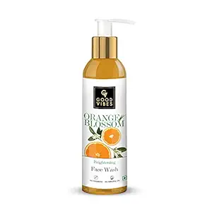 Good Vibes Orange Blossom Skin Brightening Face Wash, 120 ml Hydrating Moisturizing Dirt Removal Formula for Healthy Glowing Skin, Helps Reduce Dark Spots & Blemishes, No Parabens & Mineral Oil