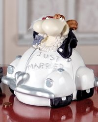 Spardose Just Married Schafe "Polly & Paul" weiß