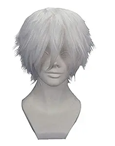Anogol Anangel Silver White Cosplay Convention Costume Wigs with Hair Cap