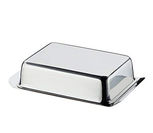 Cilio 260724 Butterdose, Edelstahl, Silber, 16 x 9,5 x 4,8 cm