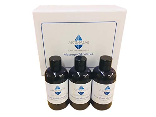 Serenity Harmony Puro Calm Set De Regalo Aceite De Masaje (3 x 125ml) Lavanda, Bergamota & Mandarina; Geranio & Naranja; lavanda & mandarina aceite esencial mezcla regalo En caja Ideal para Día De La Madre, Cumpleaños o Aniversarios