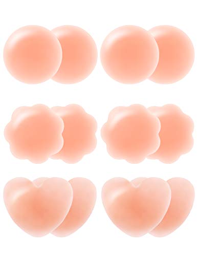 Arctic Penguin Pezoneras Adhesiva Mujer de Silicona Cubierta de Pezón Reutilizable Push Up Sex Invisible Para Pezones(Redondo 2 + Pétalo 2 + Corazón 2)