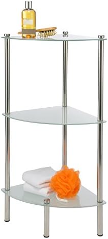 Bagnoxx Corner shelf chrome plated shelf bathroom stand legs metal 3hard glass surfaces design bathroom furniture Silver STK