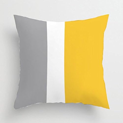 Throw Pillow Case Cushion Cover for Sofa Bedroom Car Decor|Geometric ,45x45cm pillow yellow white gray bar, 2.