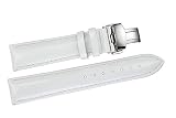 Andre 18mm weiße Glatte glänzende Armbanduhrenarmbänder Lackleder fettiges glänzendes Finish ohne Grain Deployment-Verschluss Doppeldruckknopf