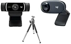 Logitech C922 Pro Stream Webcam, HD 1080p/30fps or HD 720p/60fps, Black (960-001090) & C310 Digital HD Webcam with Widescreen HD Video Calling, HD Light Correction(Black, HD 720p/30fps)