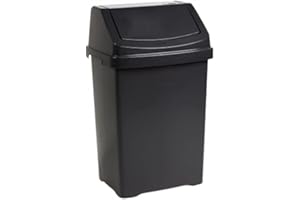 JMS we create smile Plastic Swing Lid Bins Recycle Waste Dust Bin 8/25 /50 L Home Kitchen Office (Midnight Grey/Dark Grey, 25 Litre)