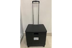 LEISURE DIRECT ® HEAVY DUTY EXTRA LARGE SHOPPING GROCERY FOLDABLE FOLDING CAR BOOT CART CRATE BOX TROLLEY FOR TEACHERS COLLEGE BOOKS FOLDERS 35KG CAPACITY FOLDS FLAT WITH LID (Black + Lid 35kg)