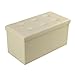 Songmics 76 x 38 x 38 cm Pouf Coffre de Rangement Pliable chargement max. de 300 kg beige LSF40M