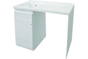 CeramicStore Mobile lavatoio con coprilavatrice 108x60 H.90 in resina adatto all'esterno- Versione con lavatoio a Sinistra