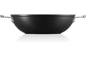 Le Creuset Wok Ø 28 cm, PFOA Free, per Tutte Le Fonti di Calore, Induzione Inclusa, Alluminio Antiaderente, Nero
