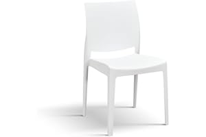 PAZZO DESIGN Sedia Alberto, Set Da 4 Sedie, Bianco, Polipropilene, Cucina, Sala Da Pranzo, Ufficio, Impilabile - id_2080