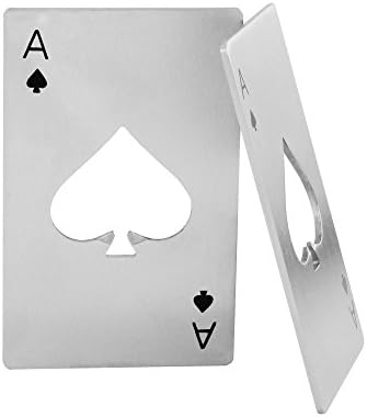 bottle opener, cap lifter, with ace/playing card design, stainless steel, Stainless Steel, Pack of 2