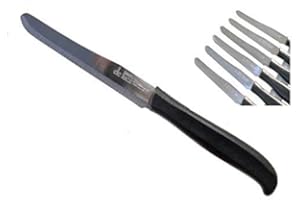 De Luca Set di COLTELLI da TAVOLA 6 Pezzi Lama Acciaio Inox Manico Nero