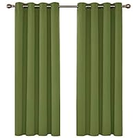 Deconovo Blickdicht Gardinen mit Ösen für Schlafzimmer Thermogardinen Vorhang Blickdicht 114x132 cm Apfelgrün 2er Set