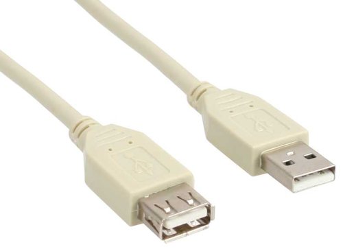 InLine 34610X USB 2.0 Verlängerungskabel (Stecker-auf-Buchse, Typ A, 1m) beige/grau