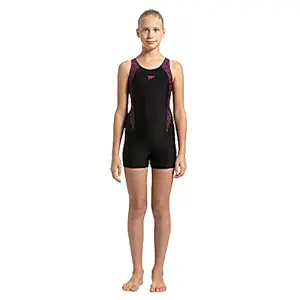 Speedo Boomstar Splice Legsuit for Girls (Color: Black/Electric Pink)
