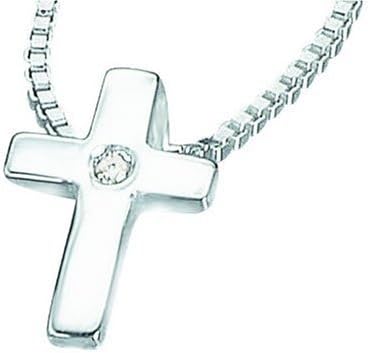 D for Diamond Sterling Silver P800 Girls Diamond Set Cross Pendant