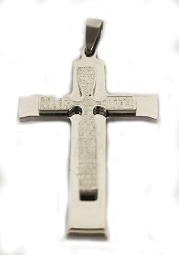 Mens or Womens Unisex Stainless Steel Double Cross Pendant on 18 inch Black Cord Necklace Fashion Jewellery