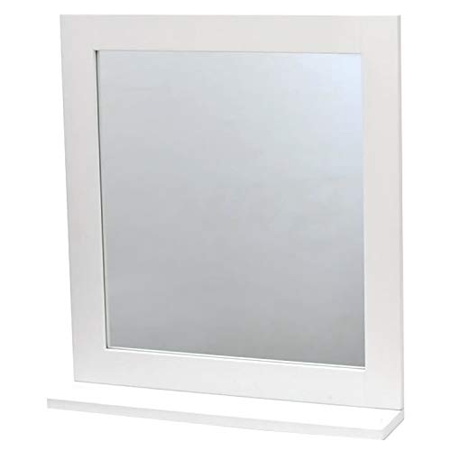 TDC Espejo Blanco + Estante 2 en 1-53,5 x 48 x 10 cm Juego de Muebles Baño Blancos Colección Miami