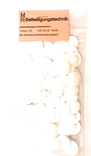Preisvergleich Produktbild 100 Stück Abdeckkappen für Fensterrahmenschrauben Tx 30 Weiss RAL 9010