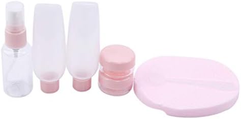 LIGHTBLUE 7PCS/Set Portable Refillable Travel Empty Bottles Set Cosmetics Bottles Pressing Spray Bottle Travel Makeup Tools Kit,Pink