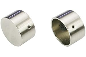 Liedeco Endstück, Endknopf Endkappe für Gardinenstangen, Stilgarnituren 28 mm ø | Edelstahl-Optik | 2 Stück