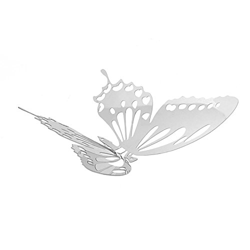 10 Stück 3D Edelstahl Schmetterling Aufkleber Spiegel Wandtattoo DIY Hängen Dekor (A) - 5