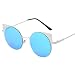 Produktbild Cat Eye Metall Sonnenbrille Silberrahmen eisblau MalloomUnisex mode kleine rahmen sonnenbrille vintage retro unregelmäßige form sonnenbrille