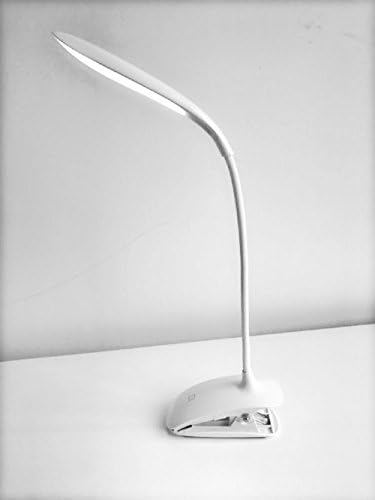 LED Clip Light, Portable Desk Lamps, Rechargeable Reading Bedside Table Lights with Flexible Neck, 3-Level Touch Sensitive Dimmer, Anti-skid Base, USB Charge, 16 Eyes-Care LED Lights for bed, study, office and camping (White)