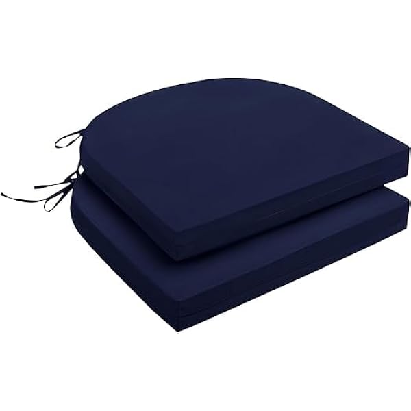 Magpie Fabrics Square Seat Cushions, 2 Pack – Waterproof Indoor/Outdoor Chair Pads, 18x18 Inch, Navy