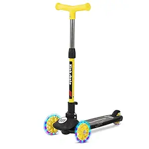 Funbee Phoenix Skate Scooter for Kids, 3 Wheel Kids Scooter with Foldable & Three Height Adjustable Handle, Led PU Wheels & Rear Brake | Kick Runner Scooter for Kids 3+ Years Boys Girls (Black)