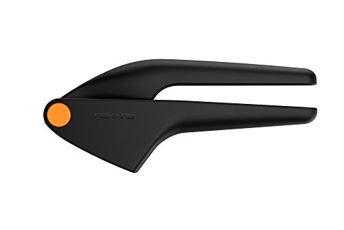 Fiskars Knoblauchpresse mit Gittereinsatz, Länge: 18 cm, Kunststoff/Metall, Functional Form, Schwarz/Orange, 1014349 - 6