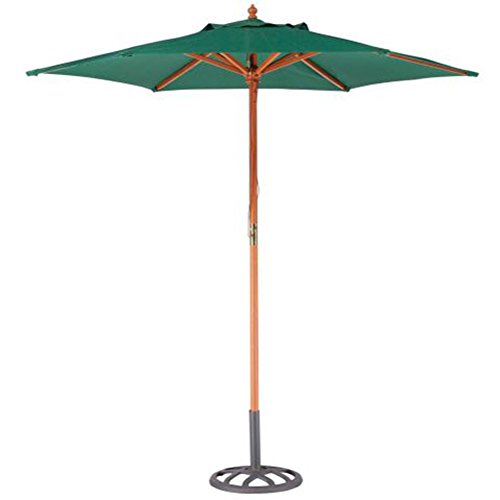 2m Wooden Parasol in Green Wood Pulley Garden Parasol Small Parasol