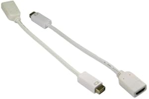 World of Data® Apple Mini DVI (Male) to HDMI (Female) Video Adapter Cable - White Coloured - OFC (Oxygen Free Copper) - Shielded - Fully Moulded