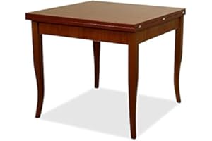 WEBMARKETPOINT Tavolo da pranzo allungabile, in legno, dimensione: 90 x 90 cm - 180 cm da esteso, colore: noce antico