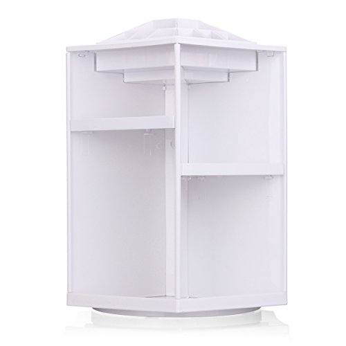 LuckyFine 360° Drehung Aufbewahrungsdosen Schmuckkasten Aufbewahrung Kosmetikum Makeup Box weiss - 4