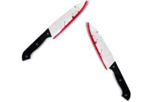 KJSXUUE Halloween Fake Messer 2er Pack, 30,5 cm Blutig Plastikmesser - Halloween Deko, Kostümaccessoire für Horror Party, Cosplay, Mottoparty (Spielzeugdolch*2)