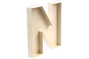 NC Lettre N en bois brut à remplir, lettre à remplir faite à la main, boîte aux lettres A-Z