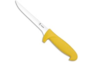 ADCSHOP Coltello disossatore - Lama da 16,20 cm - Acciaio inossidabile 3Cr13Mov - Manico Polipropilene/Giallo - Dimensione totale 30,00 cm - Dimensione manico 13,80 cm - Spessore lama 2,67 mm - Peso 107,00 g