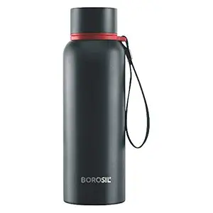 Borosil - Stainless Steel Hydra Trek - Vacuum Insulated Flask Water Bottle, Black, 500ML