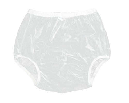 Haian Adult Incontinence Pull-on Plastic Pants Color Transparent White (Small)