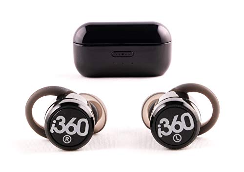 i360, Cuffie Wireless Bluetooth Resistenti al Sudore, Custodia da Viaggio, Mini Auricolari