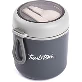 TANTİTONİ GRİ PASLANMAZ &Ccedil;ELİK YUVARLAK KAŞIKLI YEMEK TAŞIMA KABI 530ML (417455)
