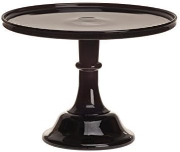 10" Black Milk Glass Cake Stand Plate Bakers Quality