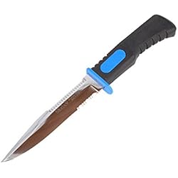 Electropolis Cuchillo de pesca submarina Muela Serie Marina SUB-14.3, color azul con funda azul, puño de goma, total 24 cm + tarjeta multiusos de regalo