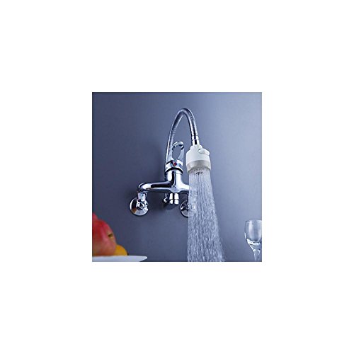 Homelava Messing Küchenarmatur mit flexiblem Auslauf Chrom Wandmontage - 4