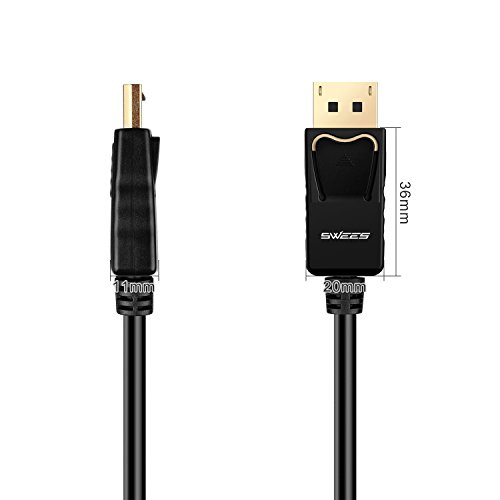 DisplayPort Kabel, Swees Ultra HD 1080p 4K Displayport 1.2 auf Displayport 1.2 Kabel Audio Video Adapterkabel mit Vergoldete Kontakte – 2m - 6