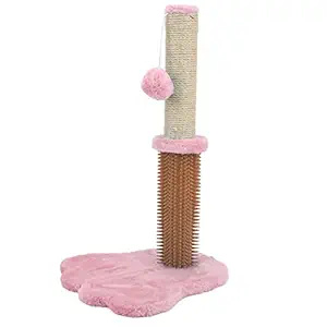 Cat Scratcher Post, 2 in 1 Indoor Cat Scratcher Post, Vertical Strain Relief Cat Claw Bottom Cat Post-Pink