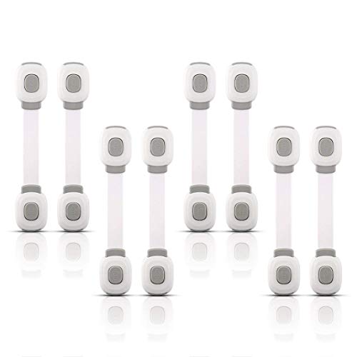 Philorn serrures de sécurité, bloque porte bebe, bebe bloque placard/tiroir, Loquets de sécurité. Non Outils Percer. Pré-appliqué &Longue durée 3M Adhésif [8 Paquets]